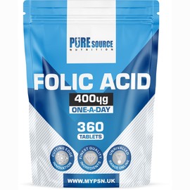 Folic Acid Tablets 400 mcg Vegan Vitamin B9 Tablets - Pregnancy Care - Normal Function of Immune System & Supports Maternal Tissue Growth - Reduce Tiredness and Fatigue by PSN (365 Tablets)