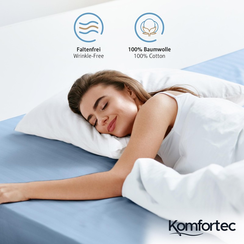 Komfortec Single Fitted Sheet 100% Cotton, 11 inch (30 cm)