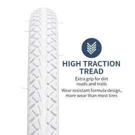 YUNSCM 2-PCS 26" White Bike Tires 26x1.50 and 26" Heavy Duty Bike Tubes Schrader Valve Compatible with Road Bike 26x1.5 26 x 1.50 26X1.50 Bike Bicycle Tires and Tubes (Y-1054)