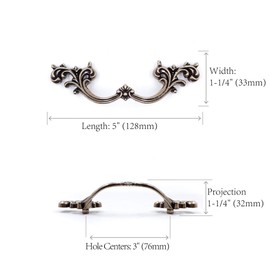 JETLAND French Provincial Drawer Pulls - 6-Pack, Ivory White, 3" Hole Centers, Vintage Shabby Chic Pulls for Dresser Nightstand Cabinet, PW1619W76