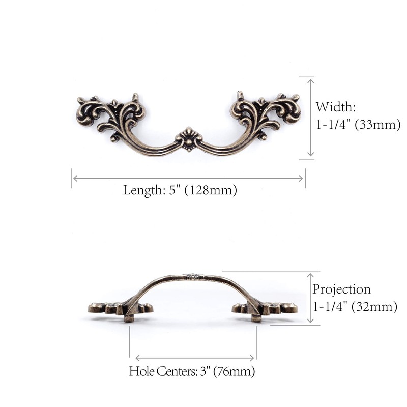 JETLAND French Provincial Drawer Pulls - 6-Pack, Ivory White, 3"