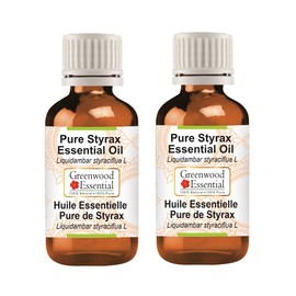 Greenwood Essential Pure Styrax Essential Oil (Liquidambar styraciflua L) Steam Distilled (Pack of Two) 100ml X 2 (6.76 oz)