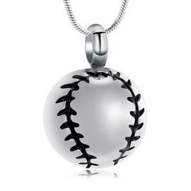 Stainless Steel 20mm Baseball Memorial Urn Jewelry Pendant Hold Cremation keepsake necklace for ashes, Stainless Steel, No Gemstone