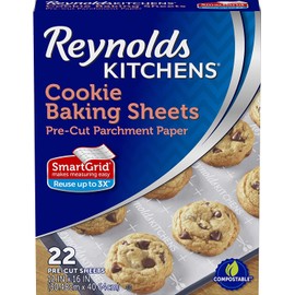 Reynolds Kitchens Cookie Baking Sheets, Pre-Cut Parchment Paper (22 Sheets, Pack of 2)
