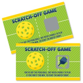 Big Dot of Happiness Let’s Rally - Pickleball - Birthday or Retirement Party Game Scratch Off Cards - 22 Count