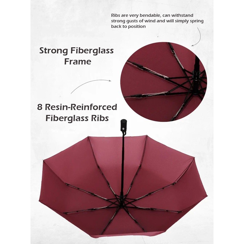 UK-UNIQUE Windproof Umbrella Windproof Travel Umbrella - Compact, Light, Automatic,