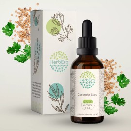 HerbEra Coriander Seed Alcohol-FREE Tincture, Organic (Coriandrum sativum) - 2 fl oz