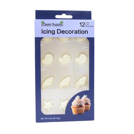 Oasis Supply Seashells and Starfish Sugar Decorations, Cupcake Toppers, 12 Count