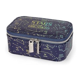Legami - Bling Queen Jewellery Box, Stars Theme, Mini Size, Zip Closure, 3 Compartments, Interior Lined with Soft Velvet, 13 x 5.5 x 9 cm