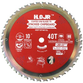 HOJR 6-1/2" to 12" TCT, 10" 40-Tooth Circular Saw Blade, TCG Tooth Profile, for Laminate, Melamine, 5/8" Arbor, Special Anti-Thermal Adhesion Coating on Cutting Edge -TA, HDF 10" 40T TA
