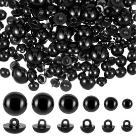 320 PCS Sew on Safety Eyes for Crochet Toys, Round Black 8mm to 15mm Crochet Eyes for Animals, Plastic Mushroom Domed Sewing Crafting Eyes for DIY Stuffed Animals Amigurumis Crochet Toy Doll Making