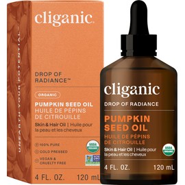 Cliganic Organic Pumpkin Seed Oil, 100% Pure - For Face & Hair | Natural Cold Pressed Unrefined (Packaging May Vary)