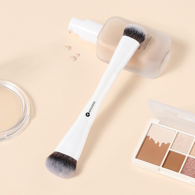 KINGMAS Oval Concealer Brush, Double-ended Kabuki Makeup Brush, Medium Concealer