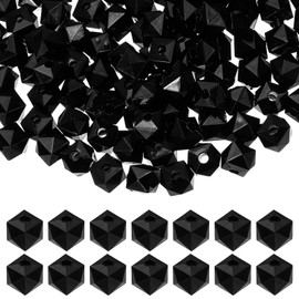 PATIKIL 12mm Acrylic Cube Faceted Beads, 100 Pcs Square Diamond Beads Loose Spacer Beads for Jewelry Making Bracelet Necklace Earrings Wind Chimes Craft, Black