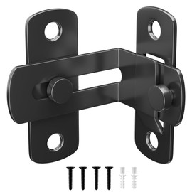 SANKEYTEW 90 Degree Flip Barn Door Lock, Protect Privacy - Security Gate Latch, Hook Lock Latch for Barn, Garden, Bathroom, Outdoor, Garage, Window, Sliding Door Black