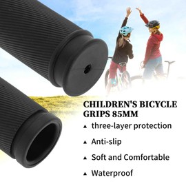 BULLSPANN 2PCS Bicycle Grips 85mm Ergonomic Design Rubber Kids Bicycle Grips with Safety Impact Protection for Tricycle Kids Balance Bike Black
