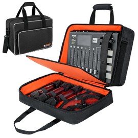 LEFORZ LEFORZ Large Audio Mixer Travel Case Compatible with RODECaster Pro,RODECaster Pro II,TC-Helicon GoXLR,Podcast Mixer Case Protective DJ Mixer Storage Bag for Microphones and More Podcast Equipment