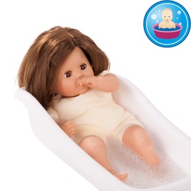 Gotz Cosy Aquini 13" Soft Cloth Bath Baby Doll with Brown Hair and Brown Sleeping Eyes