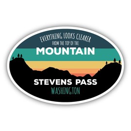 Stevens Pass Washington Approx. 4" x 6" Ski Oval Decal Sticker Top of The Mountain Design