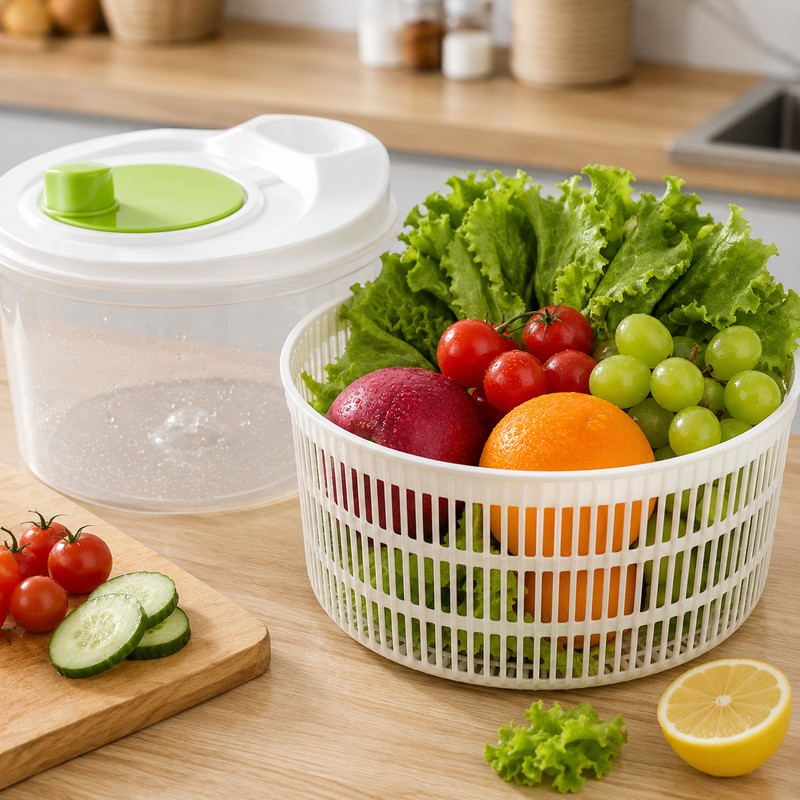 Manual Salad Spinner for Washing & Draining Produce – 3L