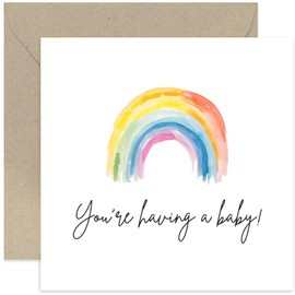 Old English Co. You're Having a Baby Congratulations Card - Rainbow New Baby Card for Expecting Parents - Card for Mummy and Daddy to Be - Baby Boy or Baby Girl | Blank Inside Envelope