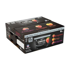 OIKOS Triple Zero Variety Yogurt, 5.3 oz., 18/Pack (01955)