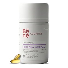 Omega 3 Vegano 60 Cápsulas - High DHA 1000mg + EPA 250mg de Microalga Omegavie® - Omega con Vitamina E y Astaxantina - Línea Cognitive MIND CLARITY - 