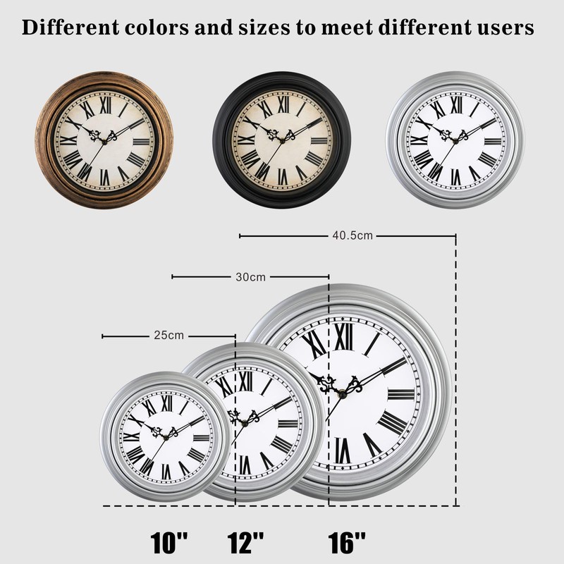Plumeet Classic Wall Clock 25 cm Quiet Retro Wall Clock