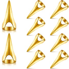 10Pcs Gold Retro Punk Hair Styling Tools - Gothic Metal Full Finger Rings for Braiding, Curling, Extensions, Wigs and Accessories