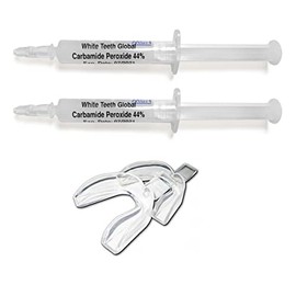 WTG - Teeth Whitening Gel Syringe Dispensers 44% Carbamide Peroxide, Tooth Bleaching Gel Multiple Quantities Available and Size Available (3 ml, 2) - Two (2) Mouth Trays Included