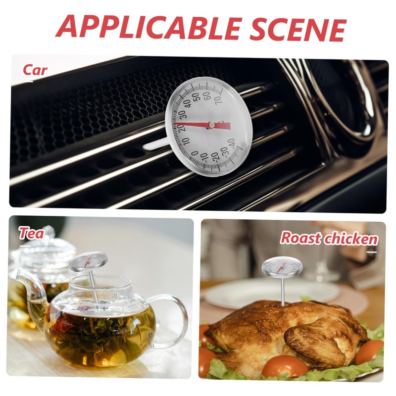 MUCKLILY 2pc Car Air Conditioner Thermometer Car Thermometer Red