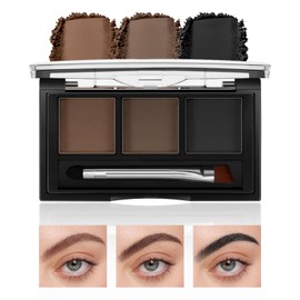 AFGHOUZ 3 Colors Eyebrow Powder Set, Brow Powder Makeup Palette, Defining and Sculpting Brows, Waterproof Eye Contour Kit with Brush Applicator