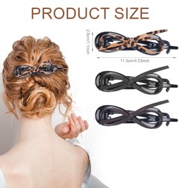 3 Stk Haarspangen mit Schleife für Damen, Elegantes ABS Material Klauenspangen mit Schleife Rutschfeste Klauenspangen mit Gedrehter Schleife Flache Klauenspangen mit Schleife in 3 Farben