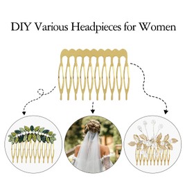 Pack of 20 10 Teeth Gold Silver Metal Side Hair Combs Blank Craft DIY Wire Sliding Combs Wedding Bridal Veil Combs Decorative Headwear French Twist Updo Chignon Bun Clips