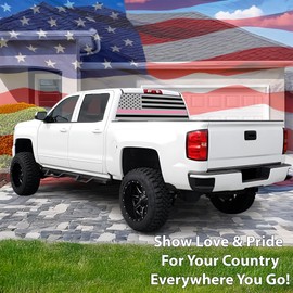 BOGAR TECH DESIGNS Precut Rear Window American Flag Vinyl Decal Sticker Fits Chevy Silverado & GMC Sierra 2014-2018, Thin Pink Line