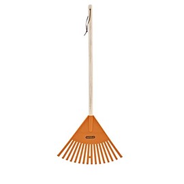 Superio Kids Rake with Hardwood Handle, Durable Plastic Head to Sweep Leaves in Lawn and Tidying Up The Garden, 34" Height (1, Orange)