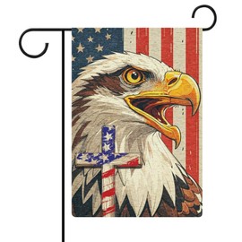 AITOEAGLE Patriotic Stars Spangled Banner Eagle Garden Flag 12x18 Inch,July 4th Memorial Day Independence Day Double Sided Outside Courtyard Outdoor Decoration,Decorative for Any Backyard,Lawn
