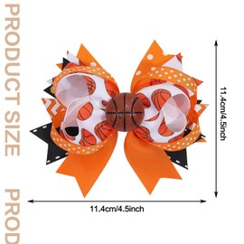 Basketball Hair Clips,Basketball Hair Bow Clips,Grosgrain Ribbon Hair Bow Accessories for Women Player School Team Birthday Party,Sports Themed Bowknot Hair Clip Gift for Players Teams (Basketball)