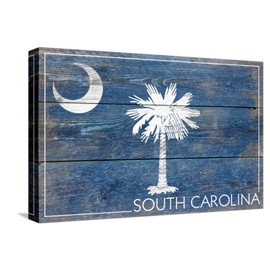 ART.COM Stretched Canvas Print South Carolina State Flag - Barnwood Painting by Lantern Press, 18" x 12"