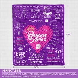 Ruifeihan Aries Gifts: Aries Birthday Gifts - Zodiac Throw Blankets 50" 60" for Women