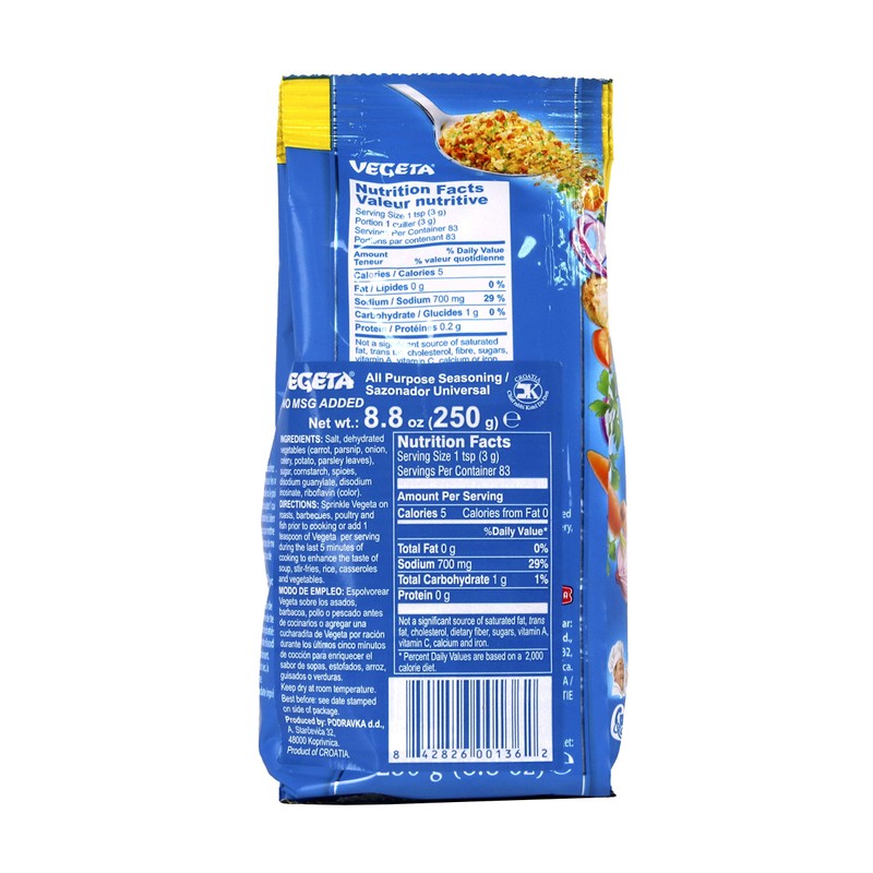 Podravka Vegeta All Purpose Seasoning No MSG 8.8 oz (250