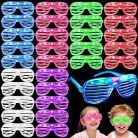 smilixin 30 Pack LED Glasses,Glow in The Dark Party Supplies,Light Up Glasses with 3 Light Modes,Rave Neon Flashing Glasses for Kids Adults,Shutter Shades Glow Glasses for Birthday Wedding Gifts