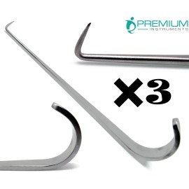 PREMIUM INSTRUMENTS 3× New Jackson Trachea Tenculum Hook 6" Surgical Medical ENT Instruments