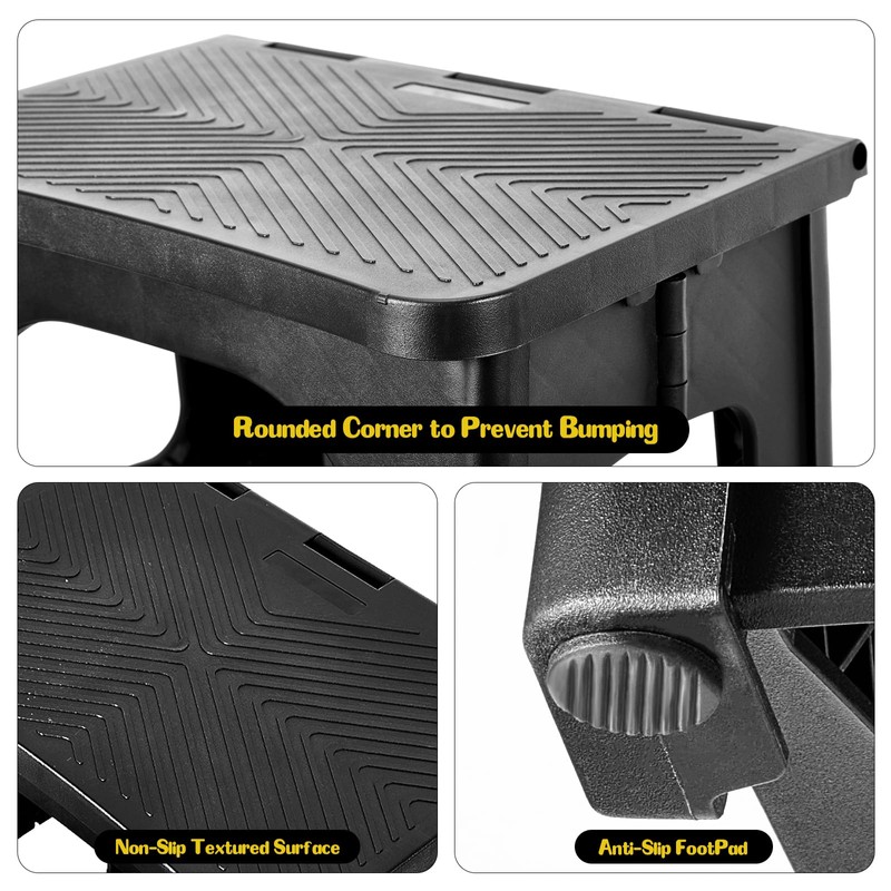 Ligebul 2-Step Stool Foldable, Plastic Steps Stool Folding Step Ladder