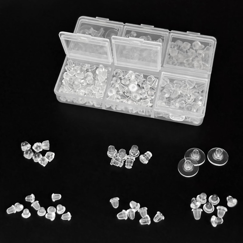 6 Styles Earring Backs for Studs, Metal Silicone Earring Backs