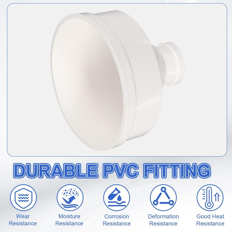Duct Reducer 6"to2" PVC Round Duct Adapter Connector Fits DWV