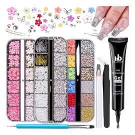 BELLEBO Dijes Para Uñas 3d Pegamento De Gel Kit De Manicura