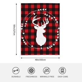 HGOD DESIGNS Red Blanket,Deer Plaid Winter Christmas Throw Soft Warm Lightweight Blanket for Women Birthday Christmas, Home Living Room Decor 100x130cm