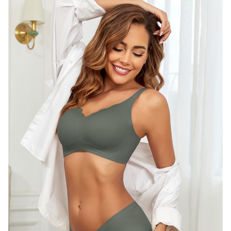 Xcutting Women's Thin Bra Without Underwire Soft Bustier Seamless Bra