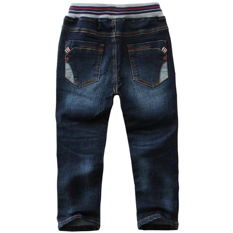 Big Boys Elastic Washed Full Length Stretch Straight Jeans Denim